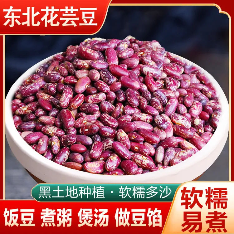 25年东北新花芸豆包豆包豆馅大碴子粥专用花饭豆新鲜杂粮好煮花豆