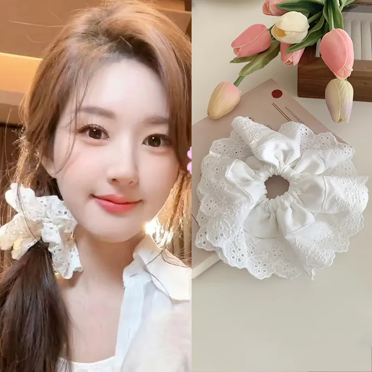 赵露思同款法式蕾丝花边发圈ins大肠圈女头花头绳丸子头气质头饰