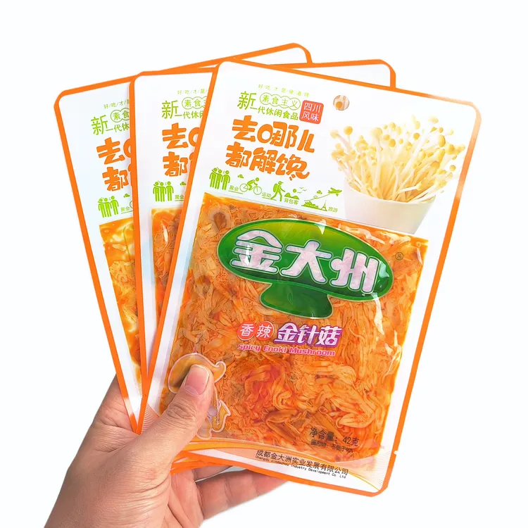 金大洲香辣金针菇42g大包装川味下饭菜金大州开袋即食休闲小零食