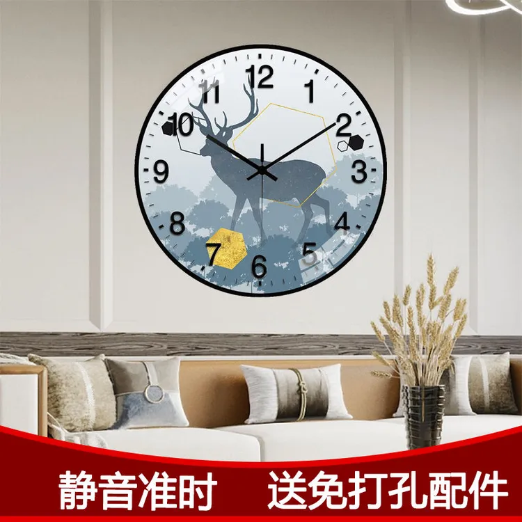 钟表挂客厅家用中国风挂墙轻奢卧室餐厅静音免打孔新中式创意表钟