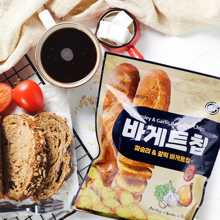 SI韩国进口SI大蒜奶油面包干400g休闲零食酥脆饼干法式烤面包脆片