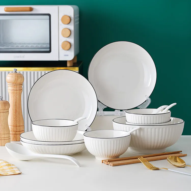 碗盘餐具套装陶瓷吃饭碗家用面汤碗新款高颜值碗碟筷全套家庭组合