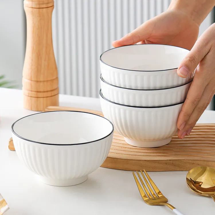 10个装陶瓷碗家用吃饭碗网红新款4.5/5英寸米饭碗创意简约碗餐具