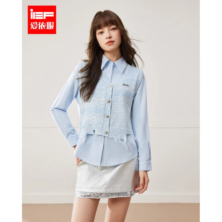 【商场同款新品】IEF/爱依服上衣2025春季新款显瘦两件套欧若风