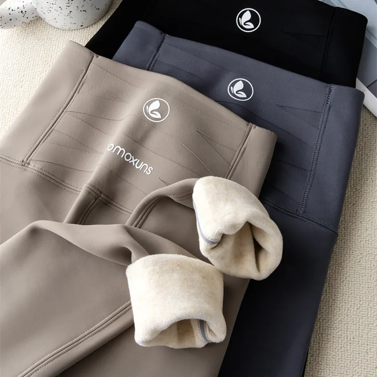 鲨鱼裤加绒女冬季2025新款加厚高腰收腹打底裤外穿灰色显瘦瑜伽裤