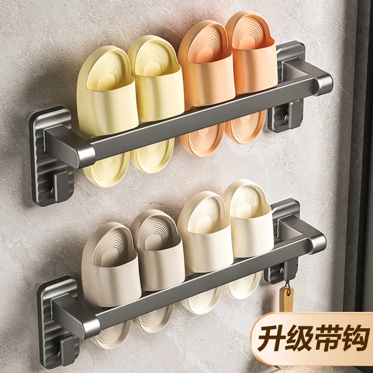 浴室拖鞋架壁挂式免打孔鞋架挂式墙上卫生间收纳厕所门后拖鞋挂架