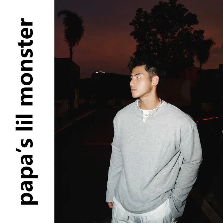 PAPASLILMONSTER秋季美式简约风T恤男 华夫格纯色假两件百搭上衣