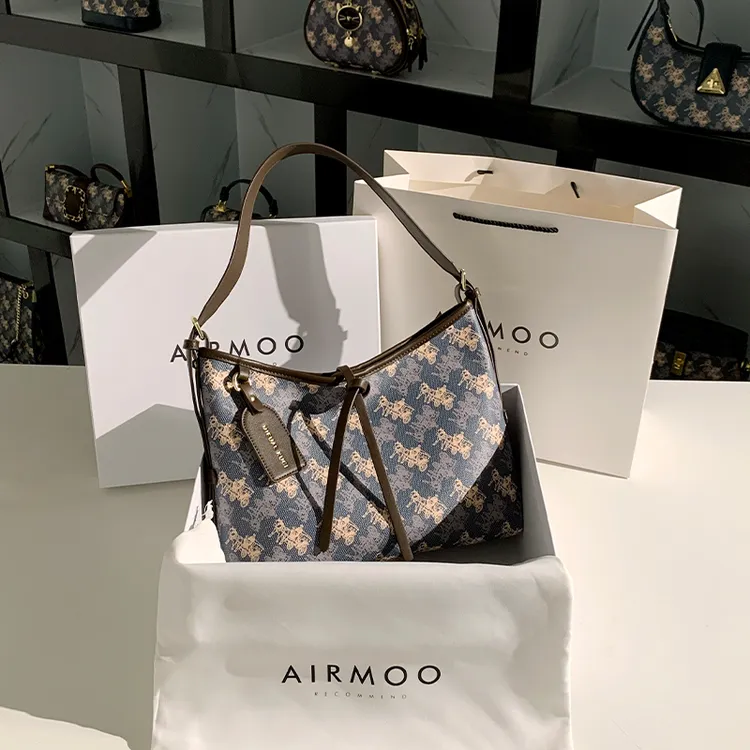 AIRMOO/艾姆轻奢真皮包包女士大容量斜挎包通勤单肩大包托特包