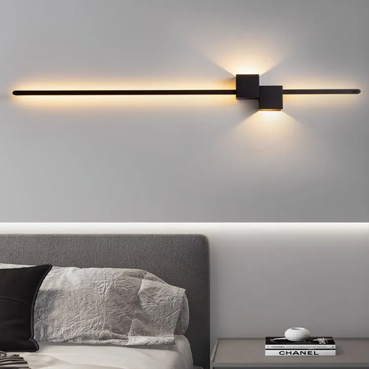 极简长条卧室床头壁灯简约一字客厅电视沙发背景墙北欧线条灯过道