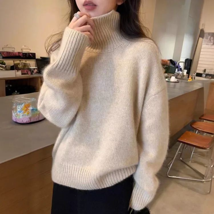 高级感超好看软糯高领毛衣女秋冬加厚慵懒内搭打底针织衫上衣冬季