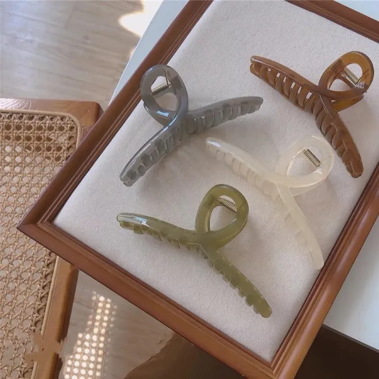 13cm大号果冻交叉鲨鱼夹莫兰迪色系抓夹发夹超大夹子