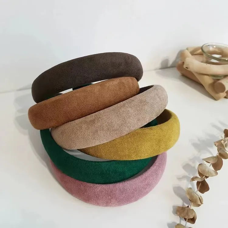 非金属布艺发饰 1010秋冬法式简约高颅顶气质复古宽边发箍2个头箍