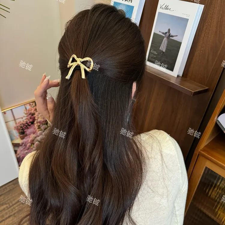 韩系金属蝴蝶结皮筋发圈新款轻奢气质头绳甜酷女孩发绳