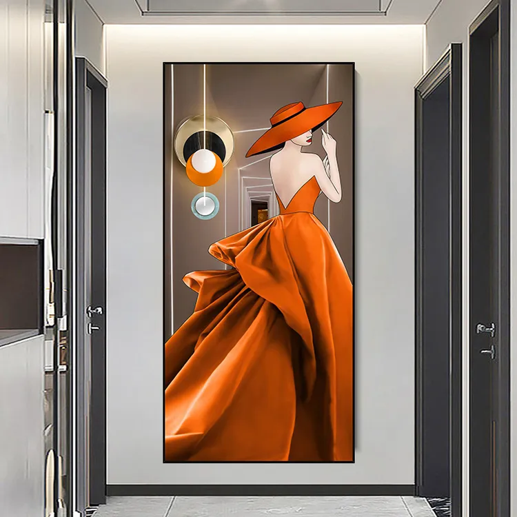 卡通美女艺术人物装饰画客厅走廊玄关橱柜自粘壁画免打孔自粘贴画