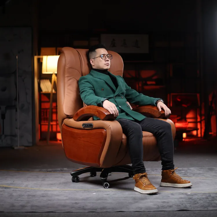 逍遥座按摩电脑椅舒适办公椅可躺午休老板椅双电机家用新中式JC01