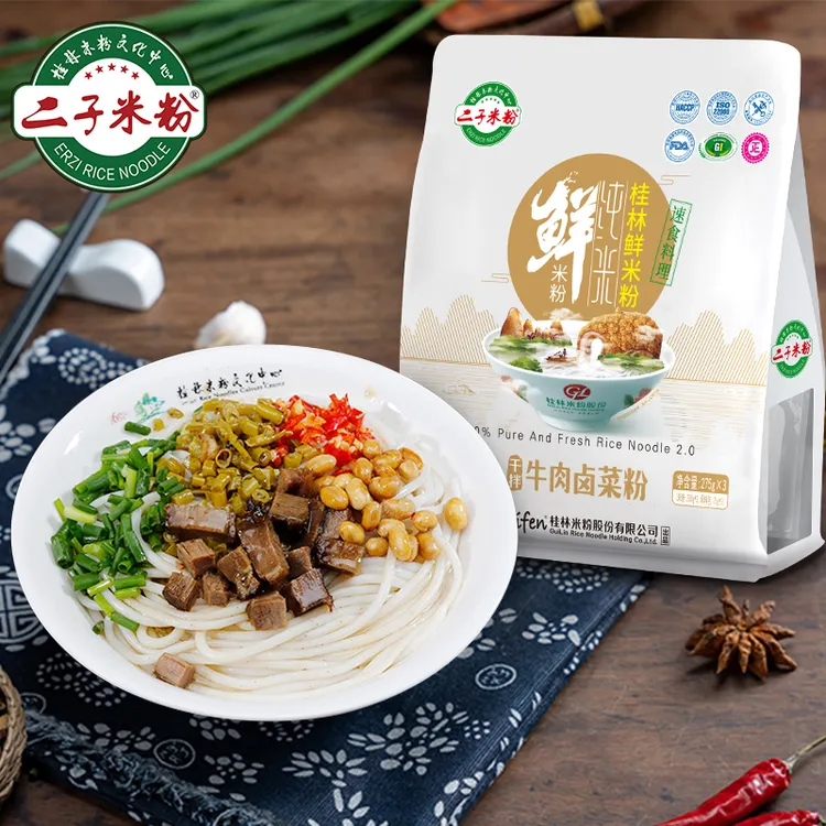 袋装速食牛肉卤菜粉桂林米粉粗米线卤牛肉冲泡速食3份装825g