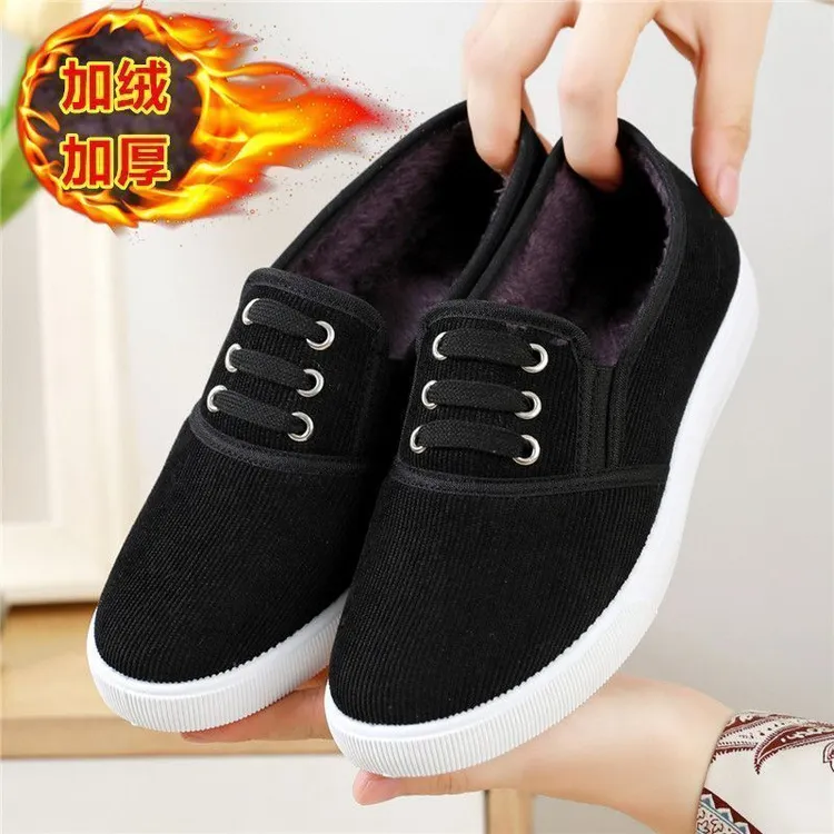 冬季老北京布鞋女棉鞋加绒保暖中老年妈妈棉鞋加厚防滑保暖休闲鞋