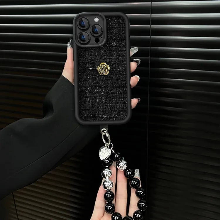 山茶花适用苹果vivo华为oppo小米iPhone16精孔相框针织手机壳