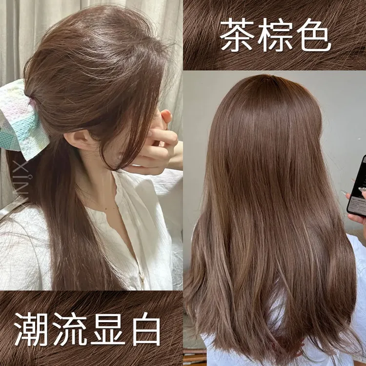 茶棕色染发膏2024流行色天然植物显白自己在家染发剂年轻漂亮学生