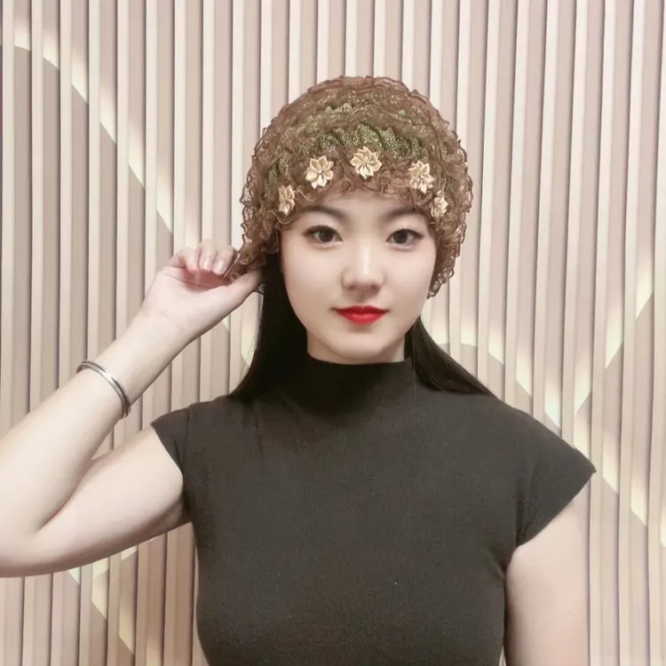 春夏季蕾丝妈妈帽简便透气百搭美人帽老人帽遮白发包头帽松紧弹力