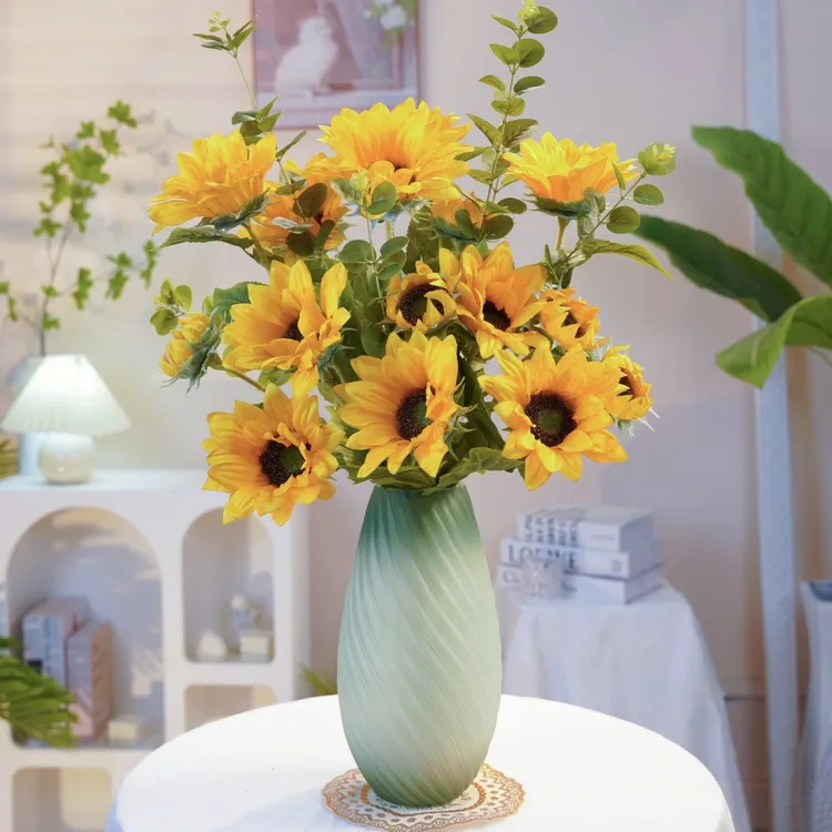 向日葵花束温馨太阳花仿真花新中式假花干花装饰品家居摆件高品质