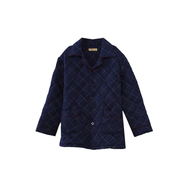 男士睡衣秋冬季加厚纯棉夹棉袄三层保暖单件上衣全棉可外穿家居服