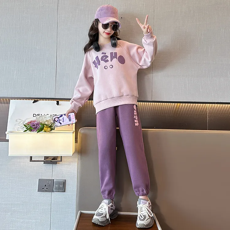 女童秋装套装休闲卫衣超好看中大儿童春秋季运动两件套初中生衣服