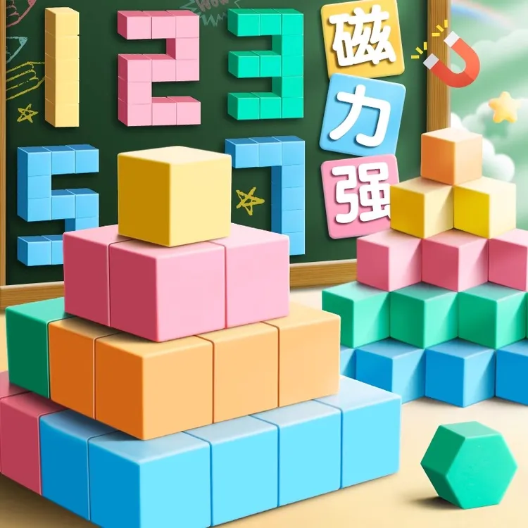 儿童磁性磁吸正方体教具积木小学生六面磁吸立体几何模型数学教具