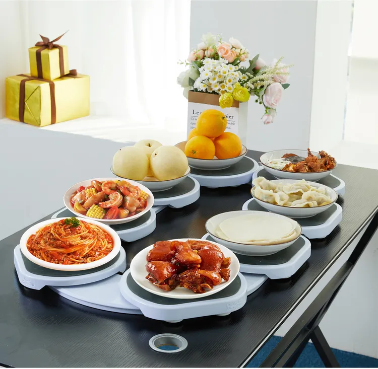 家用长桌转盘长方形餐桌手动旋转餐桌转盘长度可调节手动旋转盘