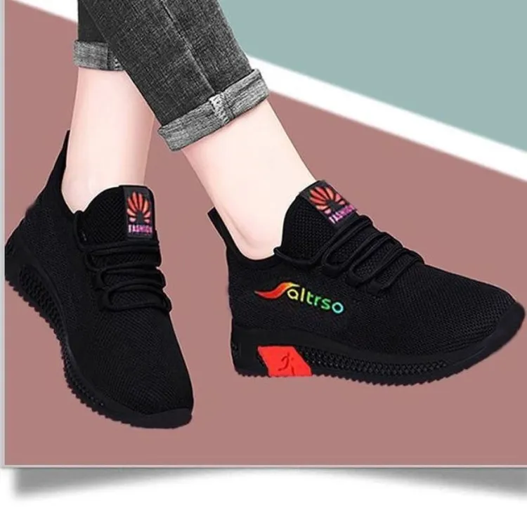 透气网布黑色厨房上班工作鞋防滑软底舒适妈妈鞋久站不累干活鞋女