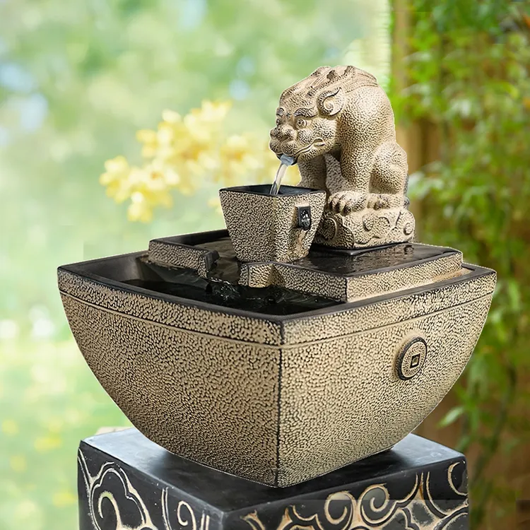 日进斗金摆件日进斗金流水生财摆件循环水景新中式办公室前台茶室桌面开业礼品