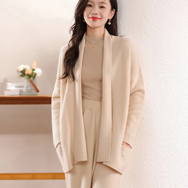 宽松加厚羊毛开衫气质长袖休闲纯色针织时尚百搭女士羊绒保暖秋冬