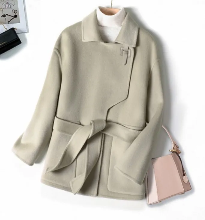 【反季折扣】气质小众设计感羊毛双面呢大衣2024新款外套女 083