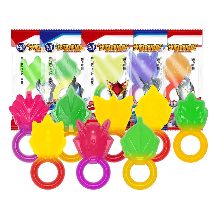 奥特曼戒指糖添乐卡通王戒指造型水果味儿童软糖款式随机发