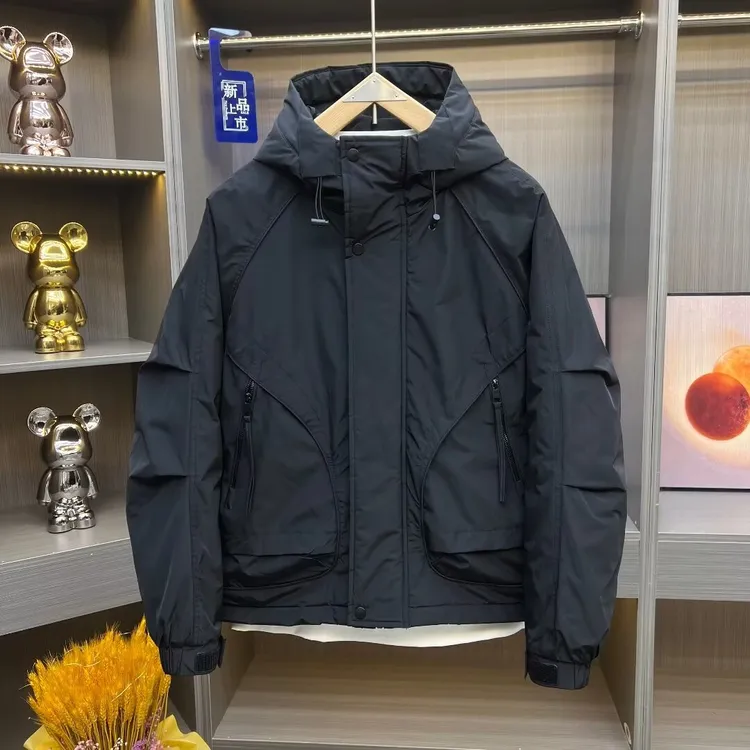 秋冬新款外套男潮牌薄棉服休闲百搭连帽黑武士夹克外套时尚冲锋衣