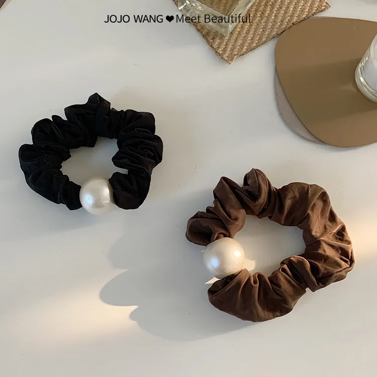 韩版简约仿珍珠发圈2个装女简约高弹力扎头发头绳发绳头饰不伤发