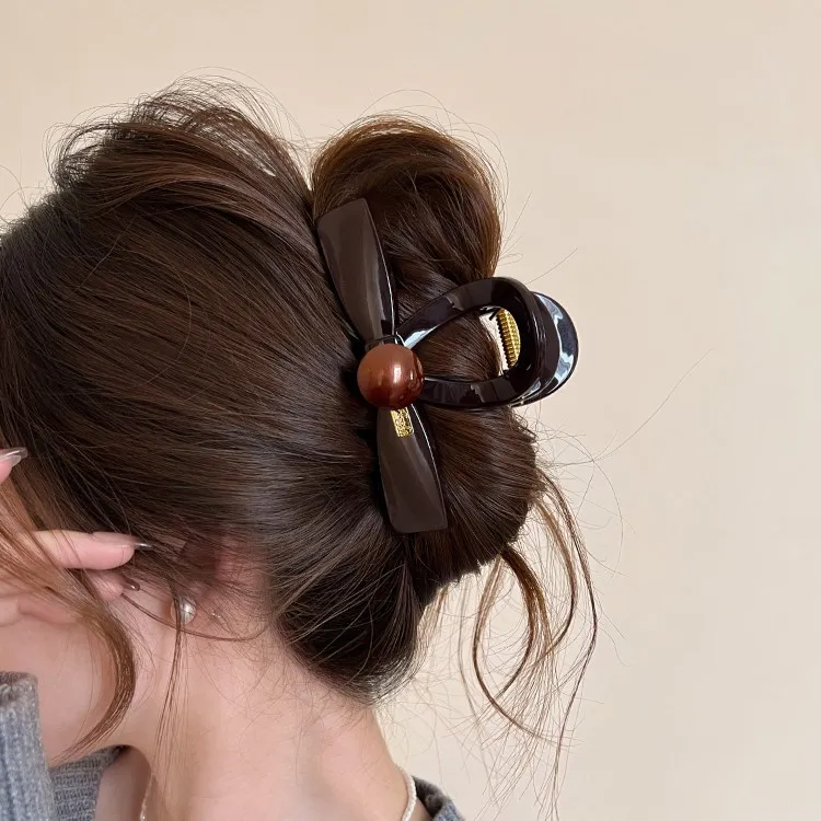 韩系蝴蝶结抓夹女秋冬高级感鲨鱼夹发夹后脑勺发量少2025新款头饰
