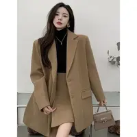 短款款系带冬季毛呢外套宽松外套时尚秋冬呢大衣韩版西装毛呢