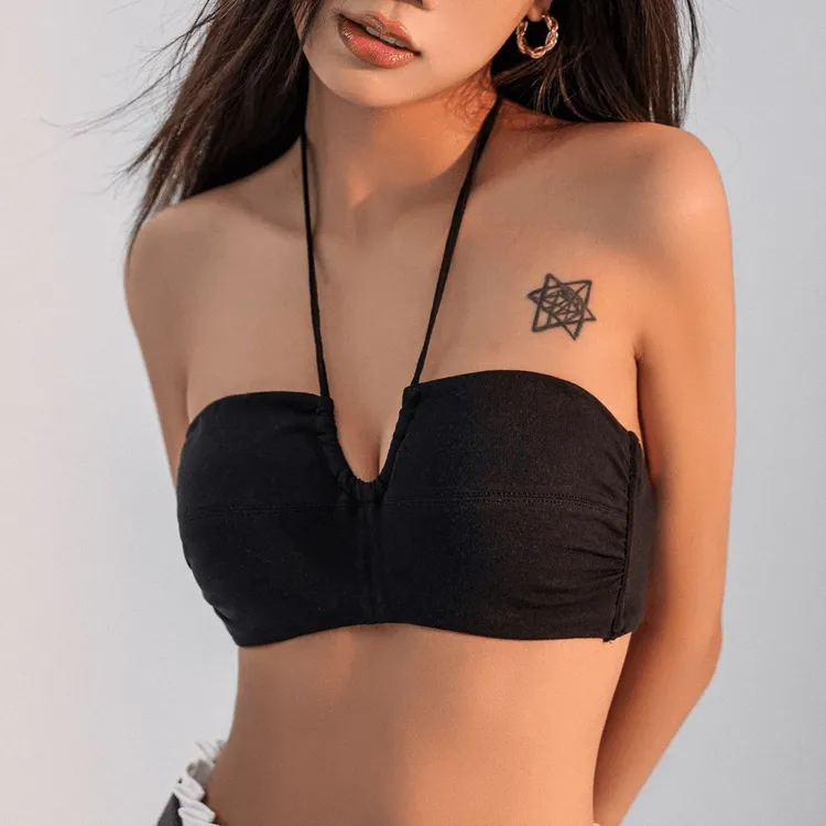 新款美背无肩带多种穿搭内衣女夏小胸聚拢平胸文胸防滑抹胸挂脖式