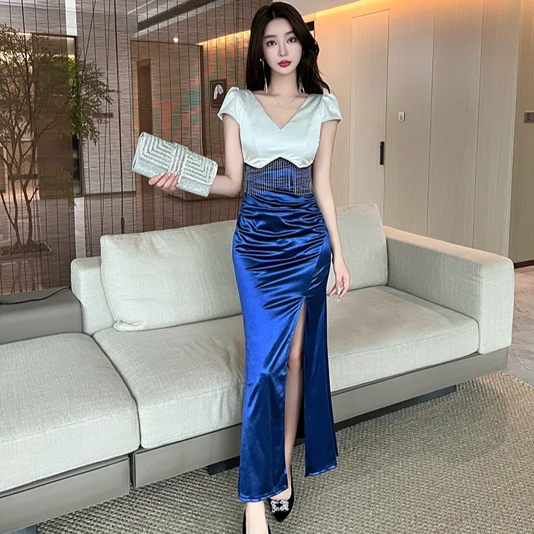 夜总店性感连衣裙气质减龄晚礼服女高级感夜场柔式足浴技师工作服