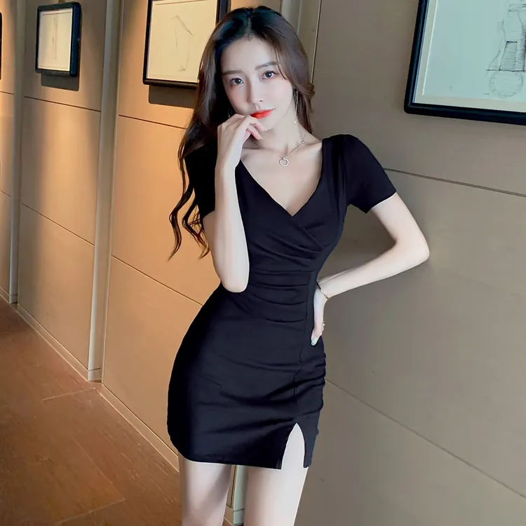 夜场工作服上班衣服桑拿技师服显瘦收腰夜店女装足浴按摩连衣裙