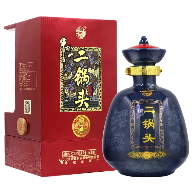 牛栏山正宗二锅头红顶清香型白酒产地顺义53度红顶500ml53度500ml
