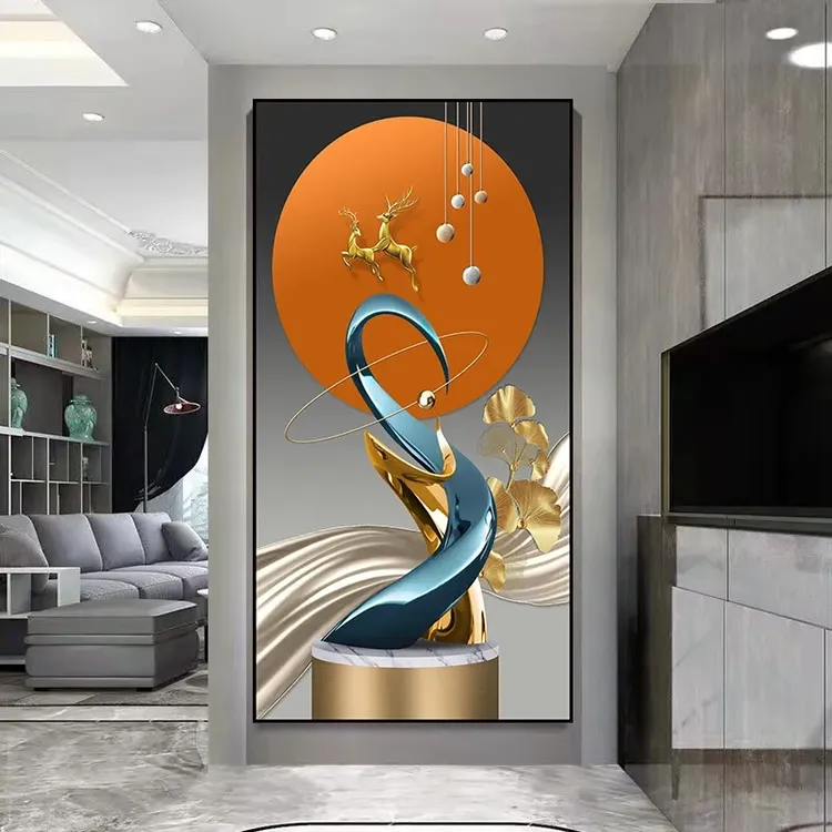 玄关画自粘墙纸3d立体墙贴门贴客厅入户走廊过道装饰背景墙壁纸画