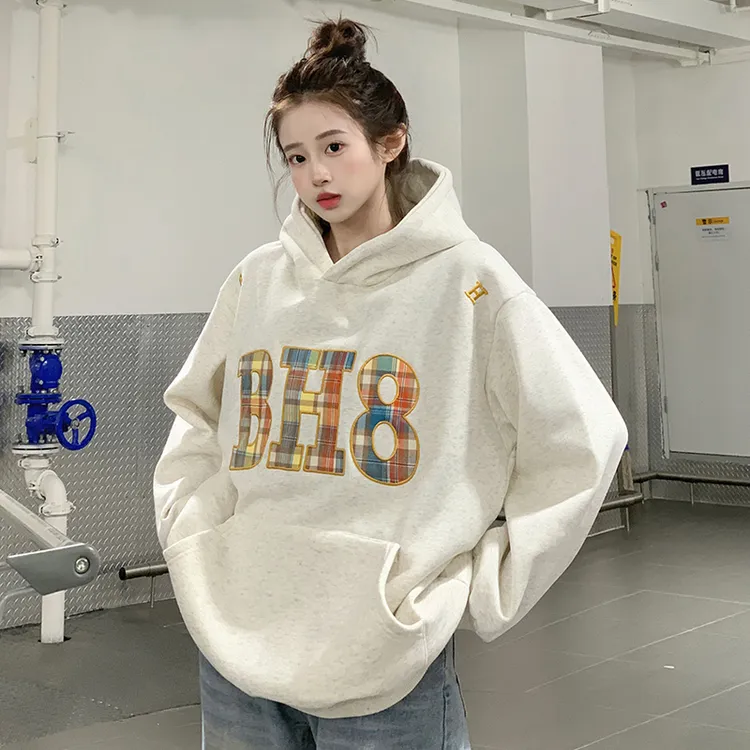 美式连帽卫衣女秋冬慵懒风外套2024新款宽松字母复古潮牌长袖上衣
