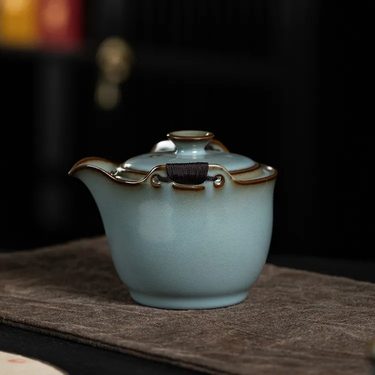 西园堂 铁胎汝窑爆款手抓壶 纯手工精修茶壶 家用泡茶壶出水迅猛
