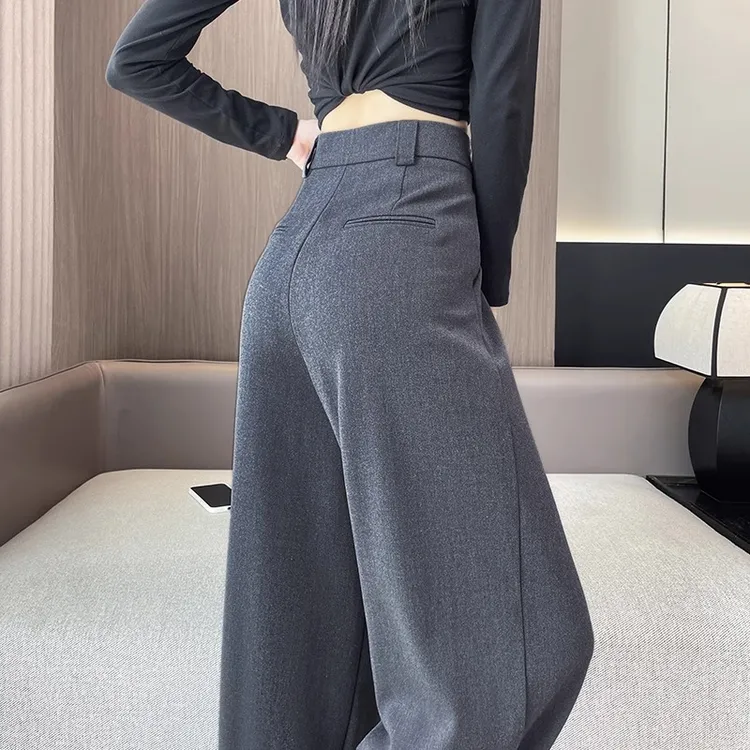 西装阔腿裤女2025新款春秋直筒宽松职业正装小个子高级感垂感西裤