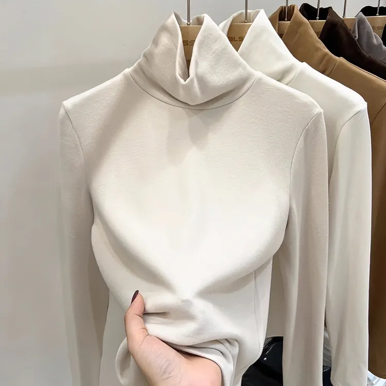 德绒高领加绒加厚打底衫女秋冬季新款修身上衣保暖内搭长袖t恤女