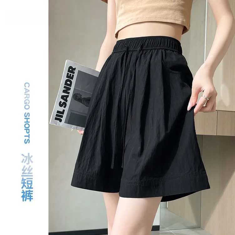 棉麻冰丝山本短裤女夏季2025新款中裤高能感显瘦薄款运动五分裤子