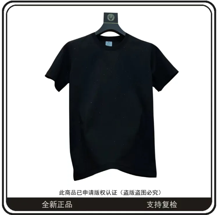 2025秋季休闲时尚上档次男装T恤高奢百搭半袖黑色休闲短袖满天星