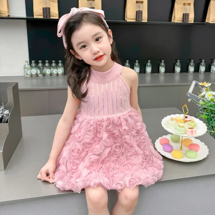 女童吊带连衣裙2024新款夏季女孩韩版洋气时髦公主裙女宝宝夏装潮